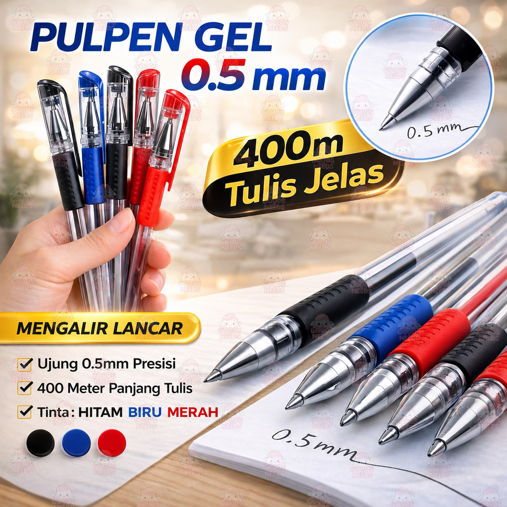 MERAH G1G G&N ปากกาหมึกเจล 0.5mml สํานักงานเครื่องเขียนโรงเรียนเติมสีดําสีแดงสีฟ้าปากกาหมึกเหลว