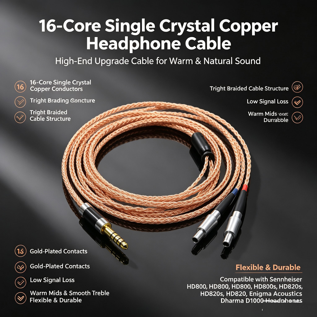 16 Core LUTZ 7N ทองแดง OCC Graphene สําหรับ Sennheiser HD800 HD800s HD820s HD820 อิจฉา D1000 หูฟัง