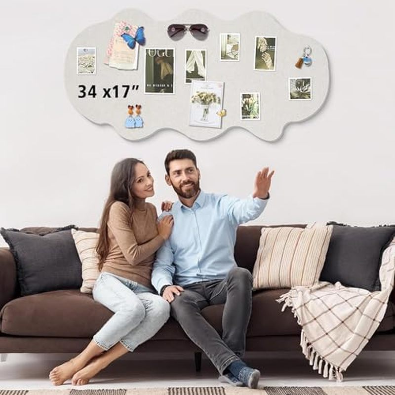 น่ารัก Bulletin Board สําหรับผนัง 34 X 17 Push Pin Board,Cloud Vision Boards ภาพสําหรับภาพตกแต่ง Cor