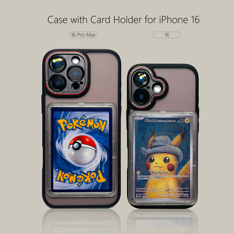 Apple iPhone16ProMax เคสซิลิโคนเคสโทรศัพท์เคสแม่เหล็ก 17 Pokémon PTCG Yu-Gi-Oh Card Case 15PM ซิลิโค