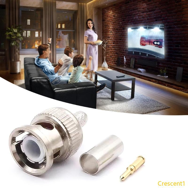 Crescent1 5 10 แพ็ค BNC ชายปลั๊ก Crimp Connector BNC ประเภท Solder Converter Connector