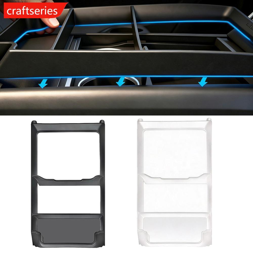 CRAFTSERIES TPE คอนโซลกลางรถกล่องเก็บแผงกรอบแว่นตาสําหรับ Tesla รุ่น 3 Highland 2024-2026 Tesla รุ่น