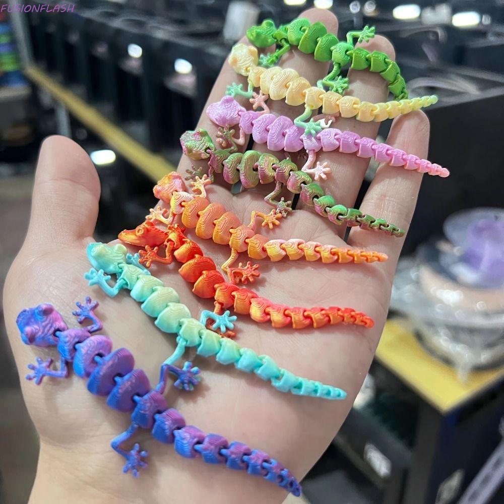FUSIONFLASH 20 ชิ้น 3D พิมพ์ Gecko รุ่น, จําลองเหมือนจริงจําลอง Lizard รุ่น, เครื่องประดับ Gecko สร้