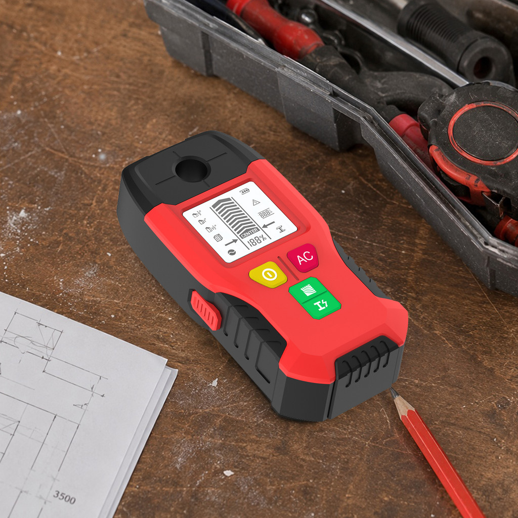 6-In-1 Stud Finder เครื่องตรวจจับโลหะพร้อม LCD Backlight การตรวจจับลวดทองแดง 2-into-1
