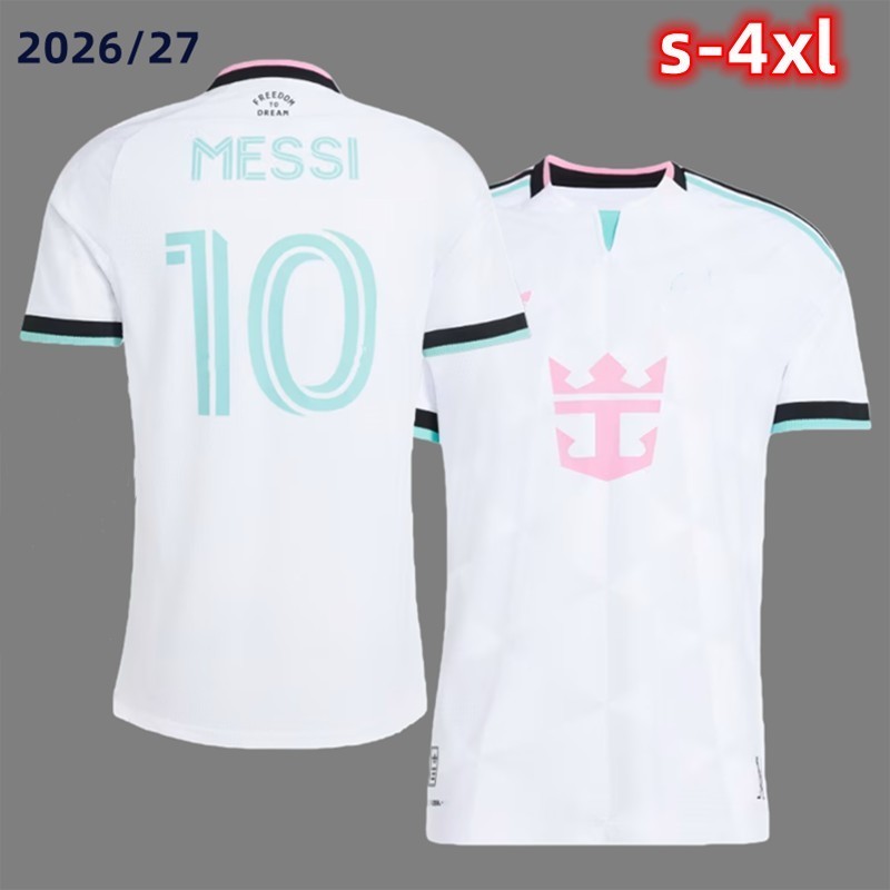 Fan Version 2026 2027 Miami White Short Sleeve Mens Football Jersey Messi T-Shirt