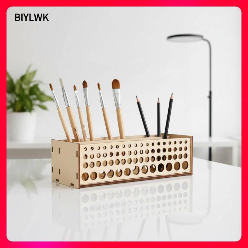 [Phenovo] ชั้นวางแปรงสี 67 หลุมไม้แปรงขาตั้ง Easy Assembly Paintbrush Intended สําหรับ Art Studio