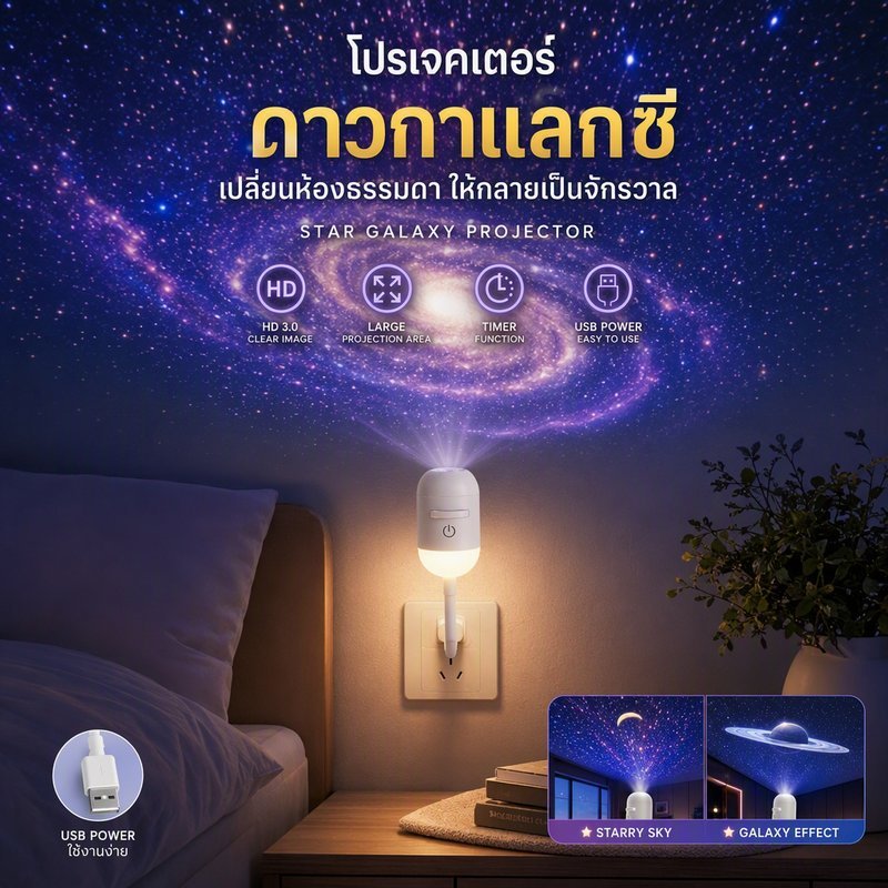 โปรเจคเตอร์ดาว 10/24/34 ชิ้น ปรับแสงได้ ชาร์จ USB สวิตช์สัมผัส แสงเหนือ ไฟกลางคืน ตกแต่งห้องนอน ของขวัญวันเกิด