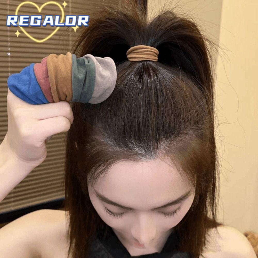 REGALOR0G 5 ชิ้น/เซ็ตยางรัดผมเชือก,ยืดหยุ่นสีสันผมหางม้าถือ,Thicken Widen ยางรัดเครื่องประดับผม