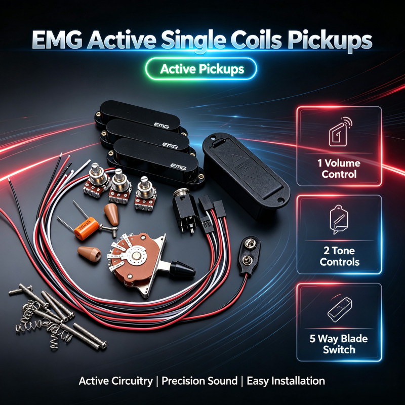 EMG Active Single Coils Pickups SSS Pickups 1 เล่ม 2 โทน 5 ทางใบมีดสายไฟอุปกรณ์เสริมระดับมืออาชีพ (ส