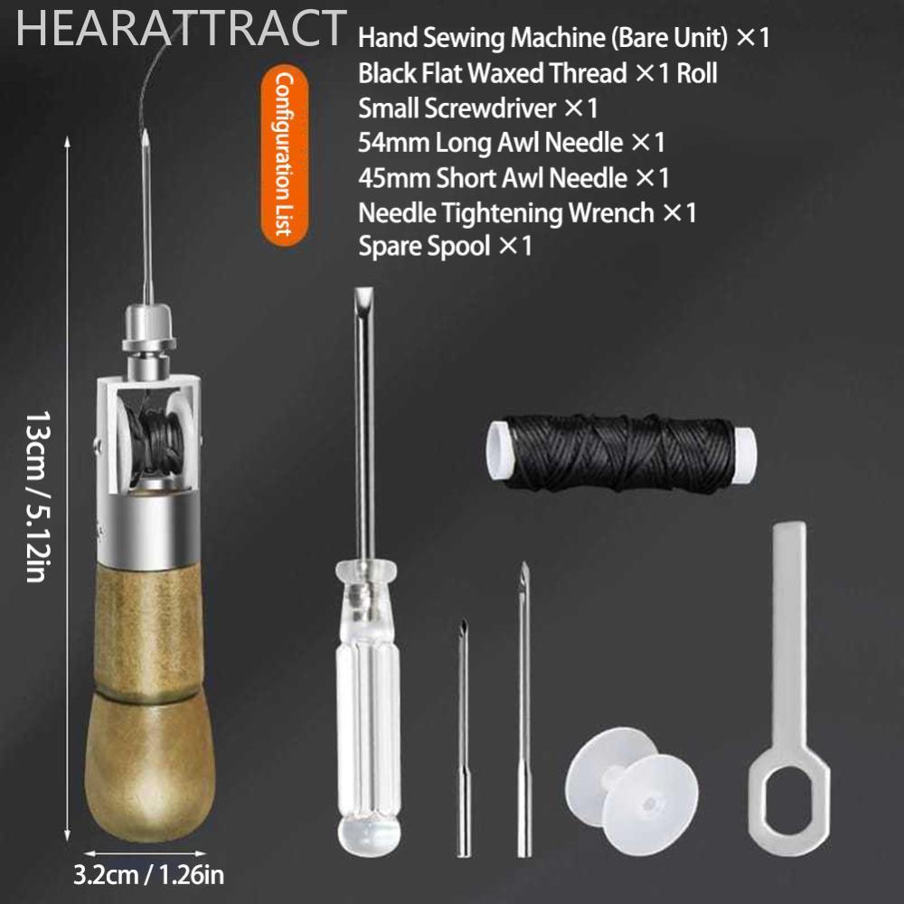 HEARATTRACT ทนทานหนังเย็บ Awl Hand Stitcher ชุดล็อค Stitch เข็มและด้าย, DIY Hand Craft เครื่องมือสํา