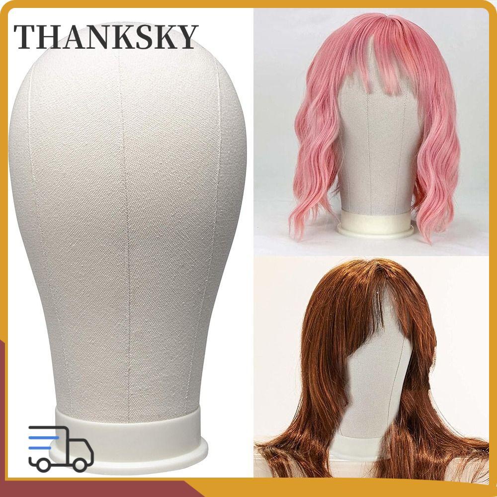 THANKSKY หัวหุ่นผ้าใบ ขอบคุณ วิกผมนางแบบฝึกขนาด 21 22 23 นิ้วพร้อมวิกผมนางแบบจัดแต่งทรงผมแบบรูเมา