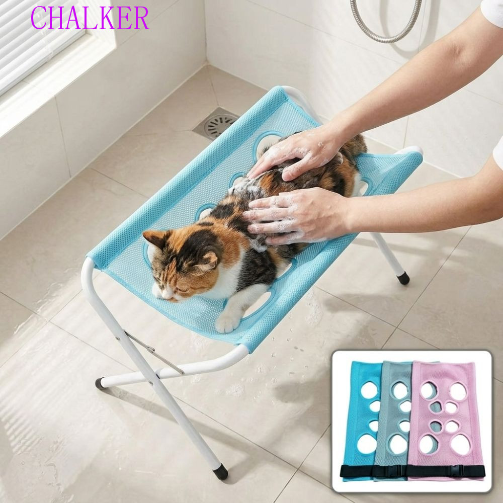 CHALKER Pet Grooming Hammock Sling Cloth, Breathable Multi-hole Cat Nail Trimming Hammock Mesh, Quick Dry Adjustable Strap Anti-Scratch Hammock Table เปลี่ยนผ้าตาข่ายใช้ในบ้าน