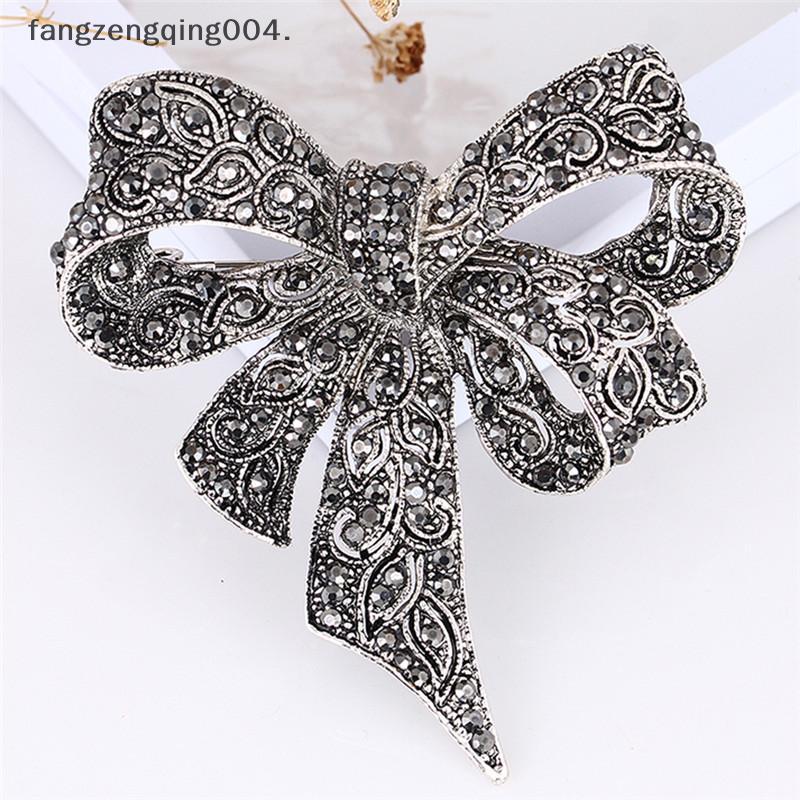 F4TH คริสตัล Rhinestone โบว์เข็มกลัด Pin ผู้หญิงเสื้อคอปก Big Bowknot เข็มกลัดเครื่องประดับ f4th