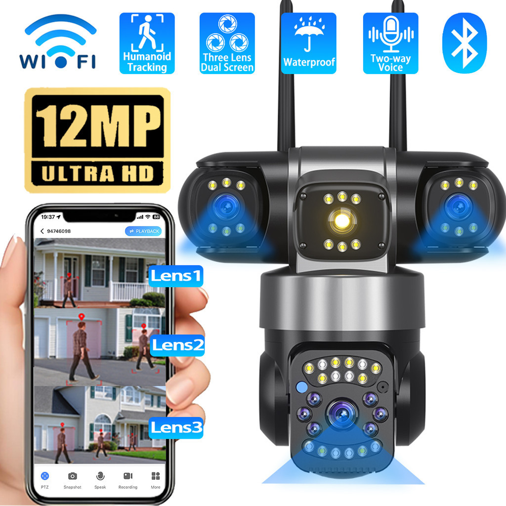 【Yoosee】tdlกล้องวงจรปิด กล้อง3ถาพ เลนส์ WiFiIP12MP หน้าจอการเฝ้าระวังกลางแจ้งกล้องวงจรปิดวิดีโอ Nigh