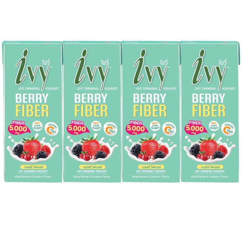ไอวีโยเกิร์ตพร้อมดื่มยูเอชทีรสมิกซ์เบอร์รี่ 180มล. แพค4 Ivy Mixed Berries 180ml X4 [หมายเลขบาร์โค้ด 8859645300493]