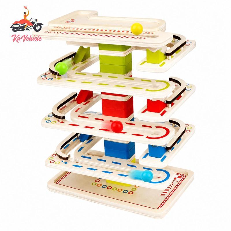 [Whstrong] ไม้ Marble Run STEM Marble Run พร้อมบล็อกไม้ Screenunplugged Creative สําหรับเด็ก, บ้าน, 