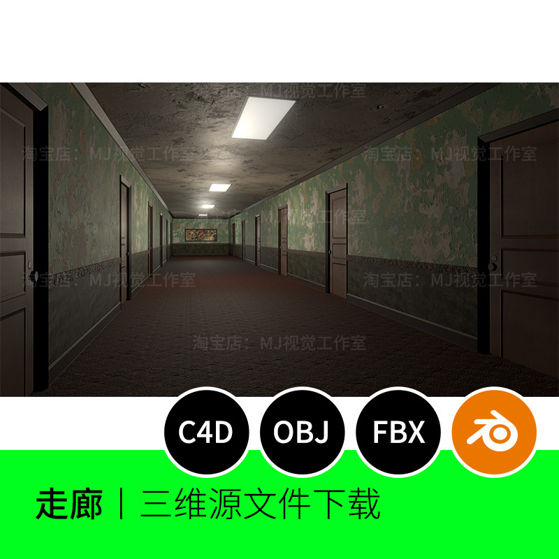 ห้องทางเดินย้อนยุค Old Ruins 3D รุ่นเครื่องปั่นการสร้างแบบจําลอง C4D วัสดุ OBJ ฉากโรงแรม 829