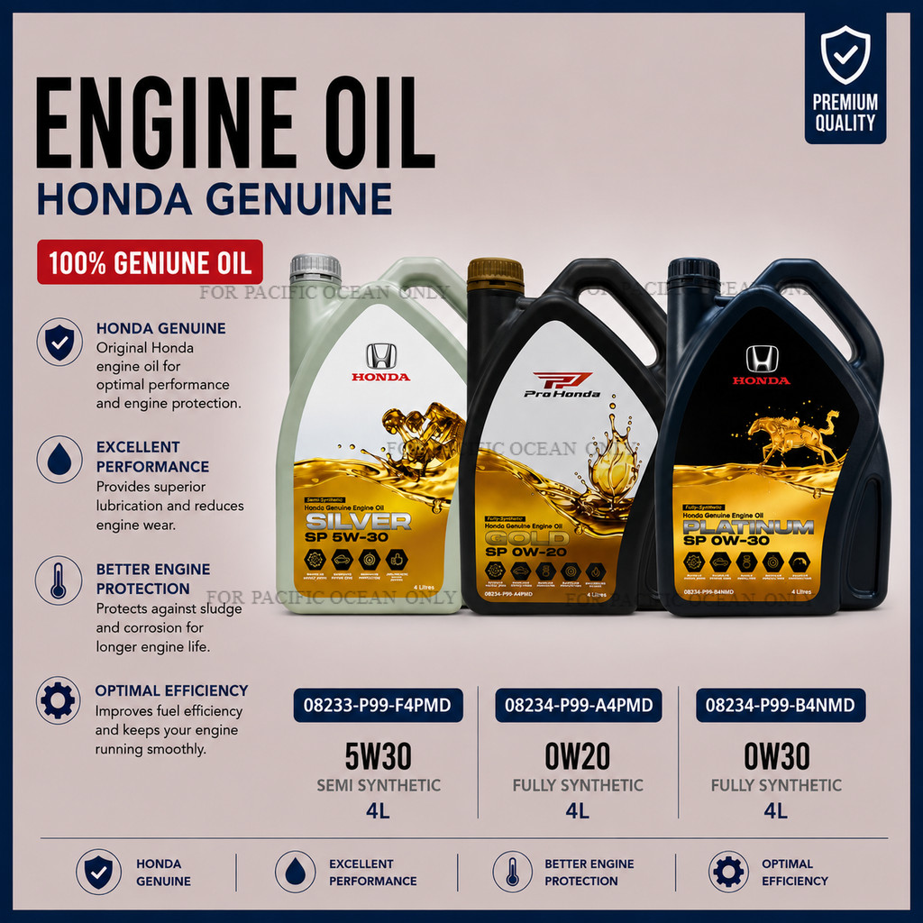 น้ํามันเครื่อง HONDA 0W20 / 0W30 / 5W30 FULLY SEMI SYNTHETIC OIL (4L) *ฟรีกรองน้ํามัน
