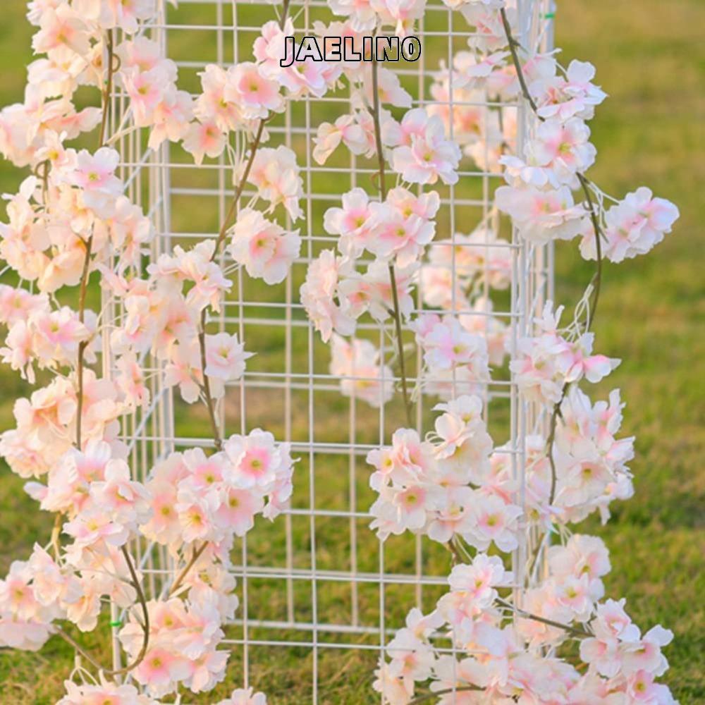 JAELIN0 จําลอง Cherry Blossom Vine, จําลอง Elegant Sakura ดอกไม้ Vine, Creative 180 ซม.ผ้าไหมปลอมสมุ