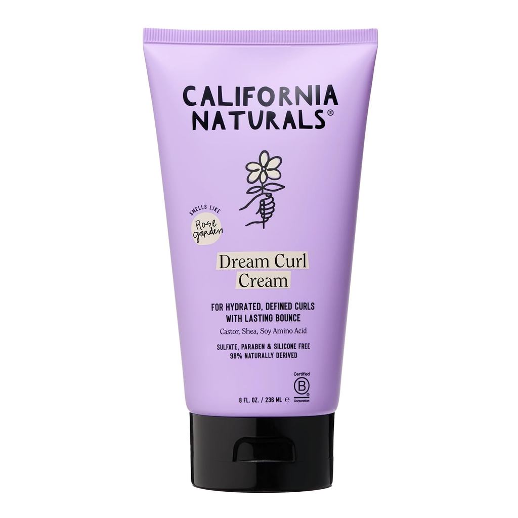 California Naturals Curl Dinning Cream for Wavy Curly Coily Hair, Anti Frizz Curl Cream with Shea Bu
