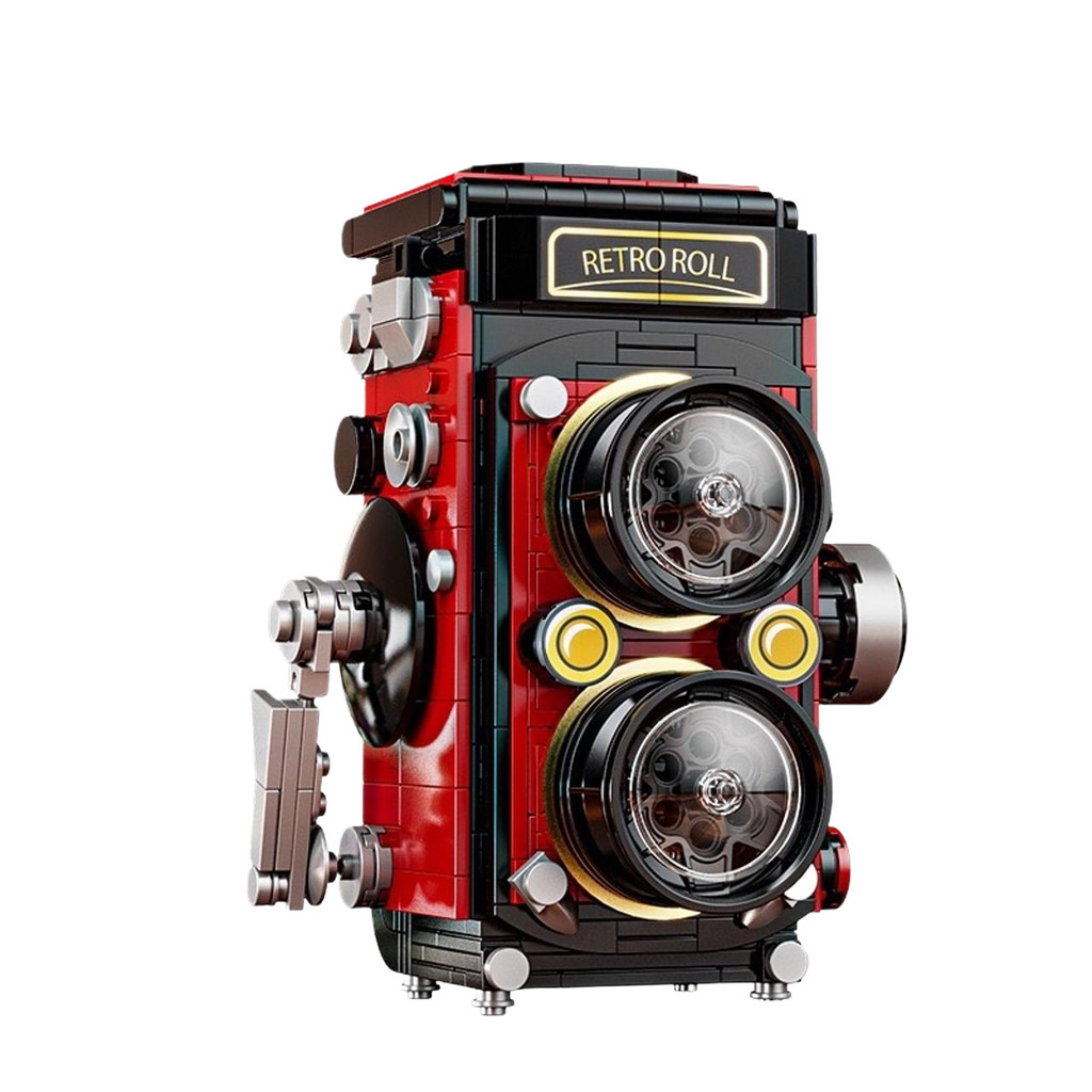 Creative Vintage Photography Camera Building Bricks - Retro TLR Model Construction Toy for Desktop D