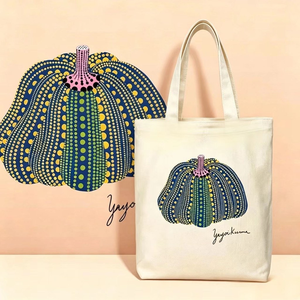 Yayoi Kusama Polka Dot Pumpkin Canvas Bag 2027 Artist Canvas Bag Two-Dimensional One Shoulder
