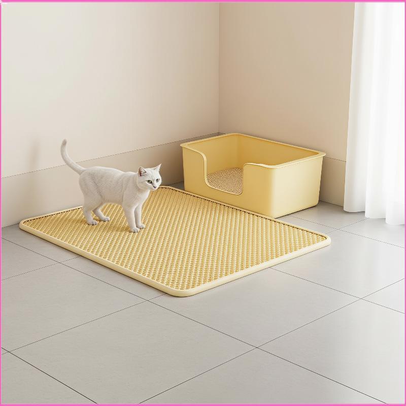 Luckyei Double Layer Cat Litter Mat ป้องกัน Scatter Litter Trapper Pad กันน้ําทําความสะอาดง่ายสําหรั