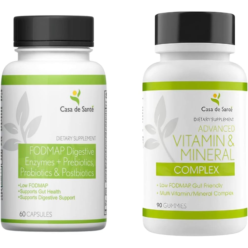 Low FODMAP Certified Digestive Enzymes with Probiotics, Prebiotics, Postbiotics and Advanced Vitamin