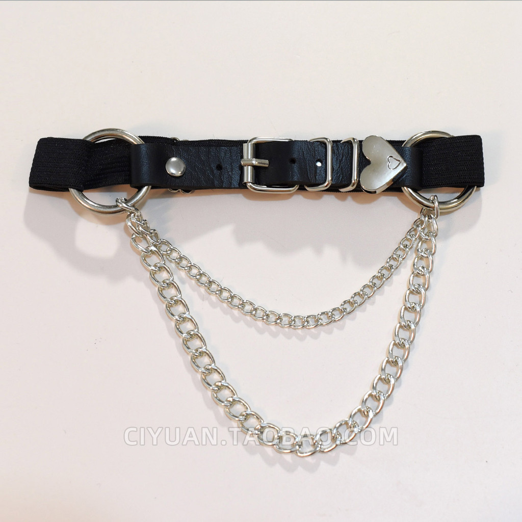Lolita Lolita Lolita Lolita Cyberpunk Gothic Wasteland Chain ขาสีดําหนังขากางเกงขายาวขาแหวนอุปกรณ์เส