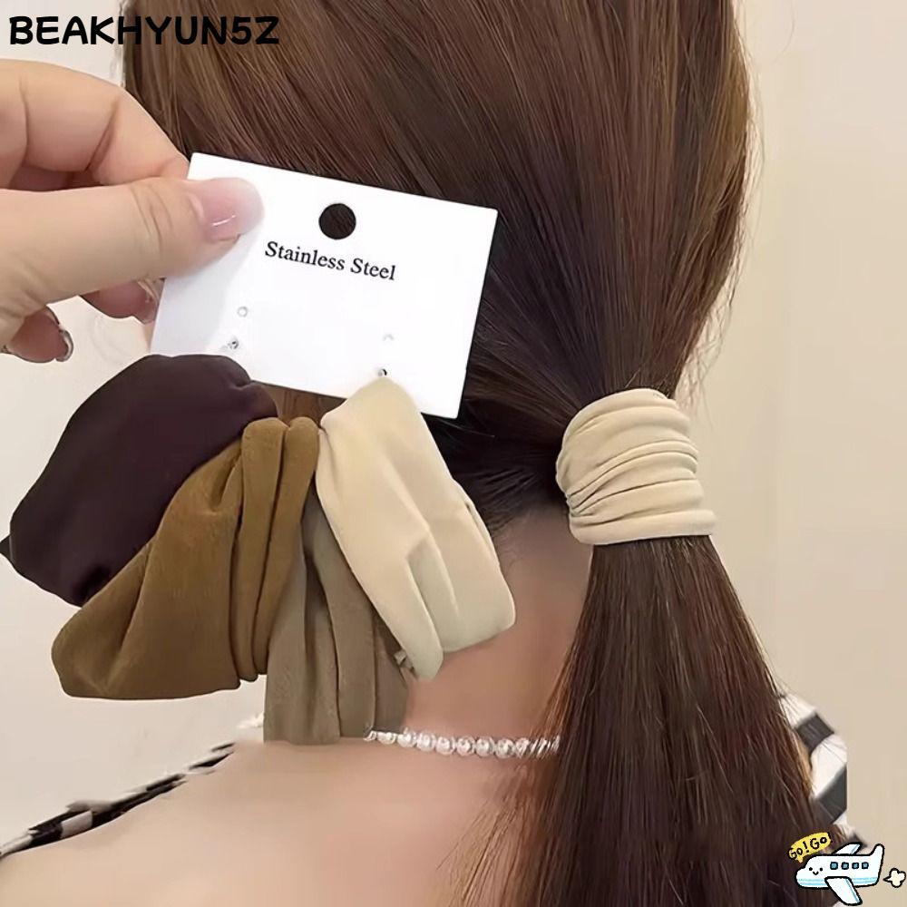BEAKHYUN5Z 4 ชิ้น/เซ็ตผมวง, Widen Solid ผู้หญิง Scrunchie, แฟชั่นยืดสูงอุปกรณ์เสริมผมยืดหยุ่นยางรัดผู้หญิง