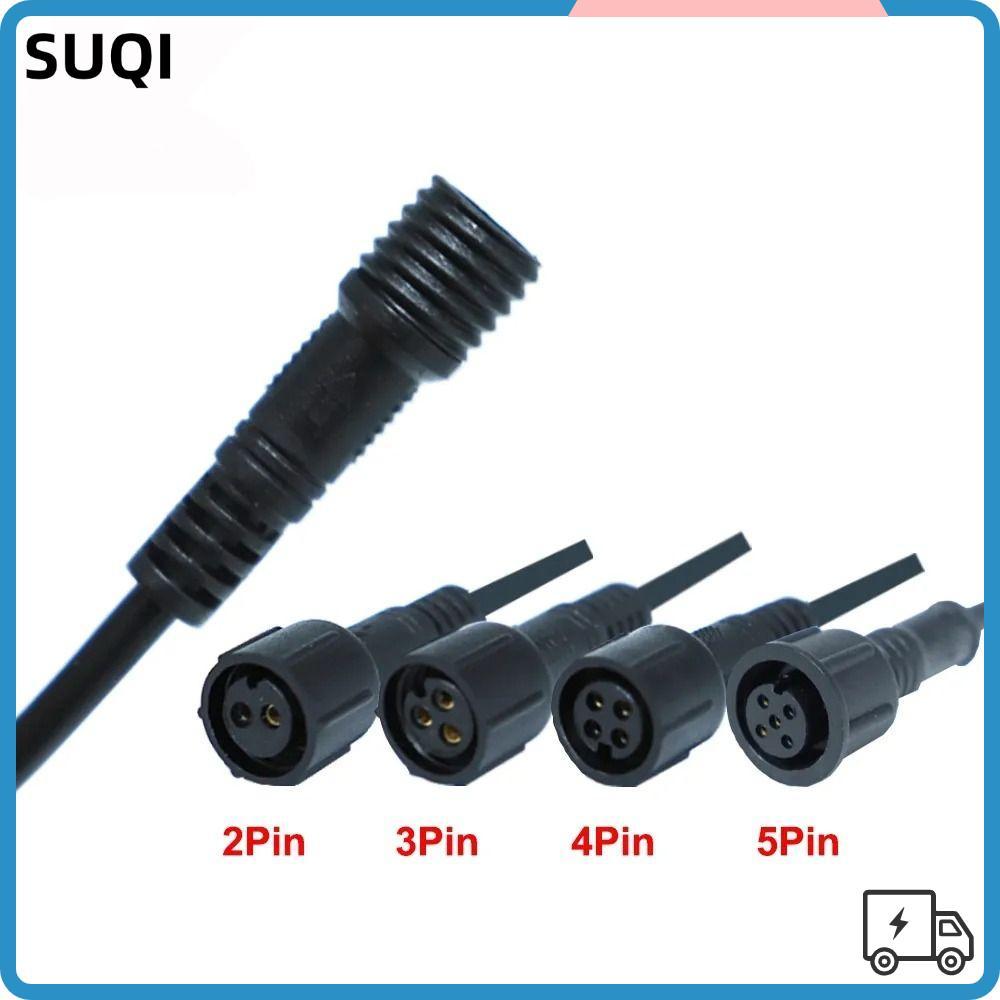 SUQI 2Pin 3Pin 4Pin แจ็ค, 20 ซม.สายสีดําชายหญิง LED Connector, IP67 2Pin 3Pin 4Pin สายไฟกันน้ํา LED 