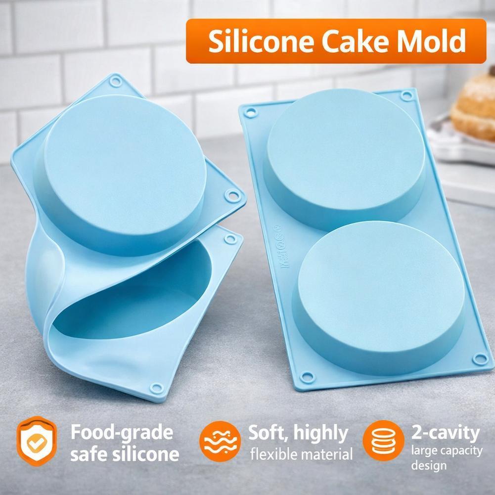 2 Cavity รอบแม่พิมพ์เค้กซิลิโคนสําหรับ Diy Baking Perfect สําหรับเยลลี่พุดดิ้งช็อกโกแลตและเค้ก M6o0