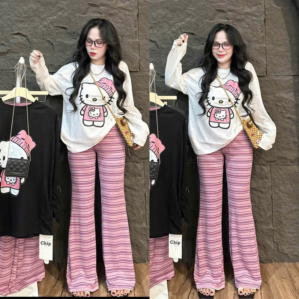 KITTY STRIPED Flared Pants Set
