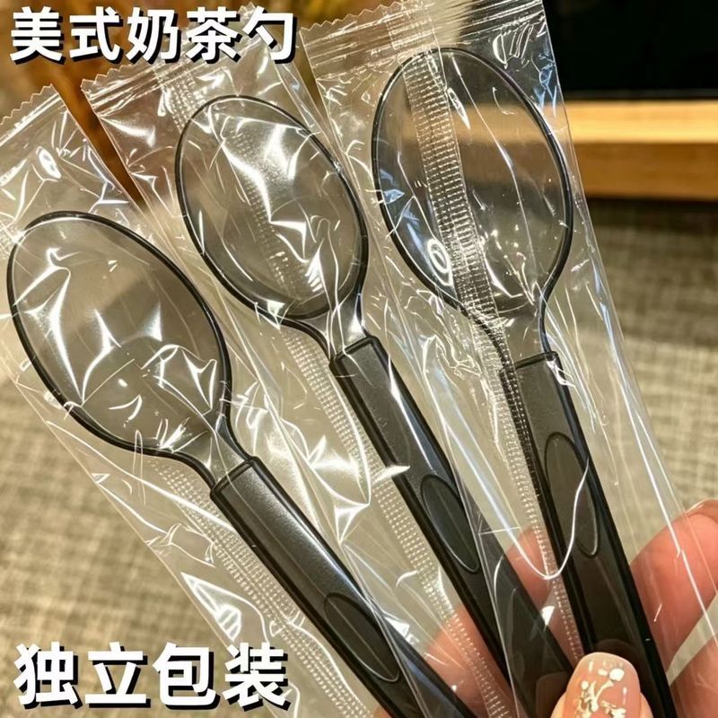 美式奶茶勺独立包装一次性勺子专用食品级加厚汤勺西瓜勺拌饭勺Disposable Spoon Plastic26.9.4