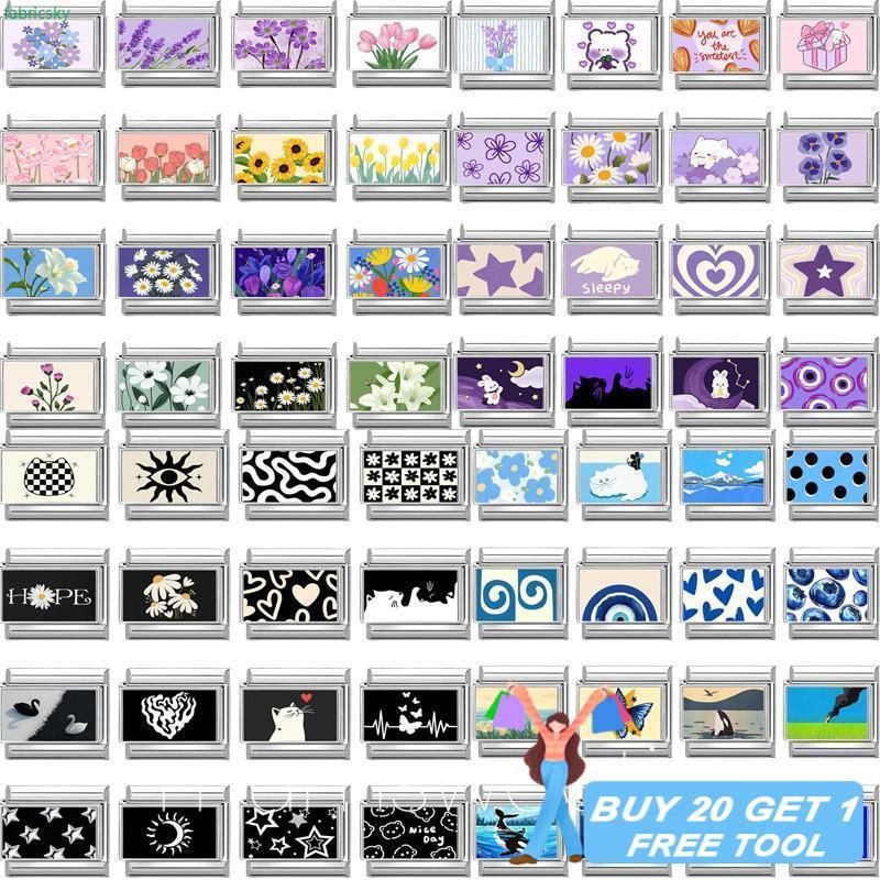 สร้อยข้อมือสตรีแบบใหม่ ลายดอกไม้สีฟ้า Water Star ขนาด 9 มม. สแตนเลส อิตาลี charm fit สำหรับ DIY และการขายปลีกออนไลน์