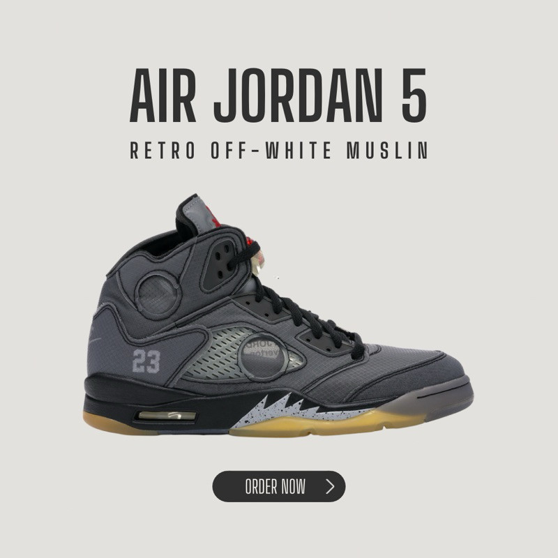 Air Jordan 5 Retro Off-White รองเท้าผ้าใบ Unisex