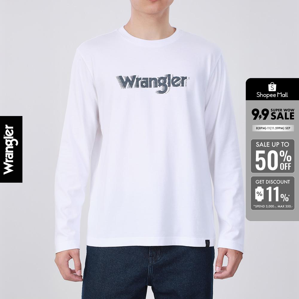 WRANGLER เสื้อยืดแขนยาวผู้ชาย รุ่น WR S126MTLSF02 สีขาว