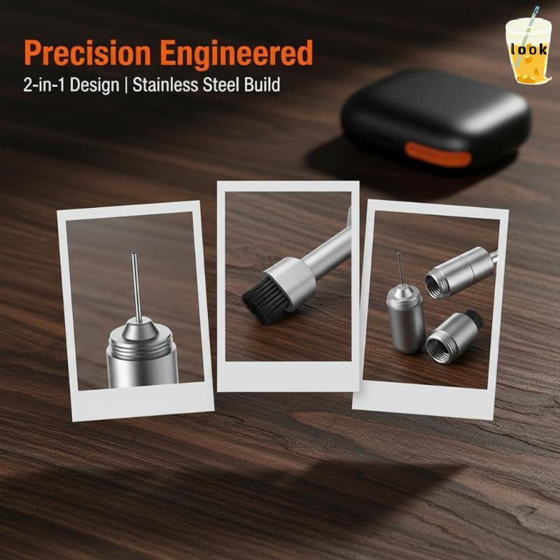 [LO] Rust-Proof 2 In 1 Alloy พวงกุญแจแบบพกพา SIM Eject Pin แปรงทําความสะอาดขนนุ่มสําหรับโทรศัพท์ Pro