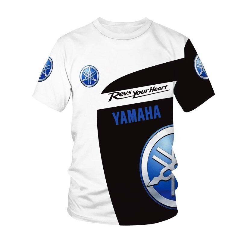 ประสิทธิภาพสูง Unisex Yamaha โลโก้รถ 3D พิมพ์ Tee แนวโน้มฤดูร้อน O-คอ Quick Dry Breathable แขนสั้น