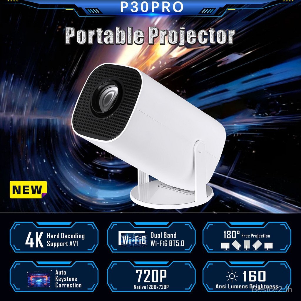 P30PRO โปรเจคเตอร์ Android 4K HD หน้าจอเดียวกัน HY300 โปรเจคเตอร์ในครัวเรือนกลางแจ้งแบบพกพา