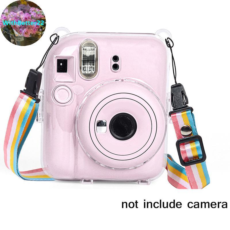 ด้วยดีกว่า 1 PC คริสตัลเงากล้องสําหรับ Instax Mini 12 โปร่งใส Glitter กระเป๋าพร้อมสายคล้องสําหรับ In