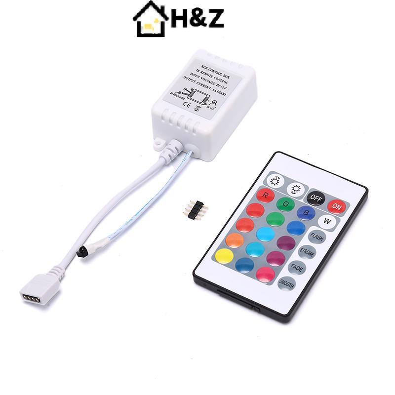 H & Z LED RGB Controller 24 Key IR Remote DC12V Dimmer กล่องควบคุมสําหรับ LED Strip Light Nice