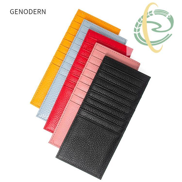 At6 GENODERN Real Cowhide Long Bank Card Holder First Layer Cowhide Multi-Card-Slot Card Holder