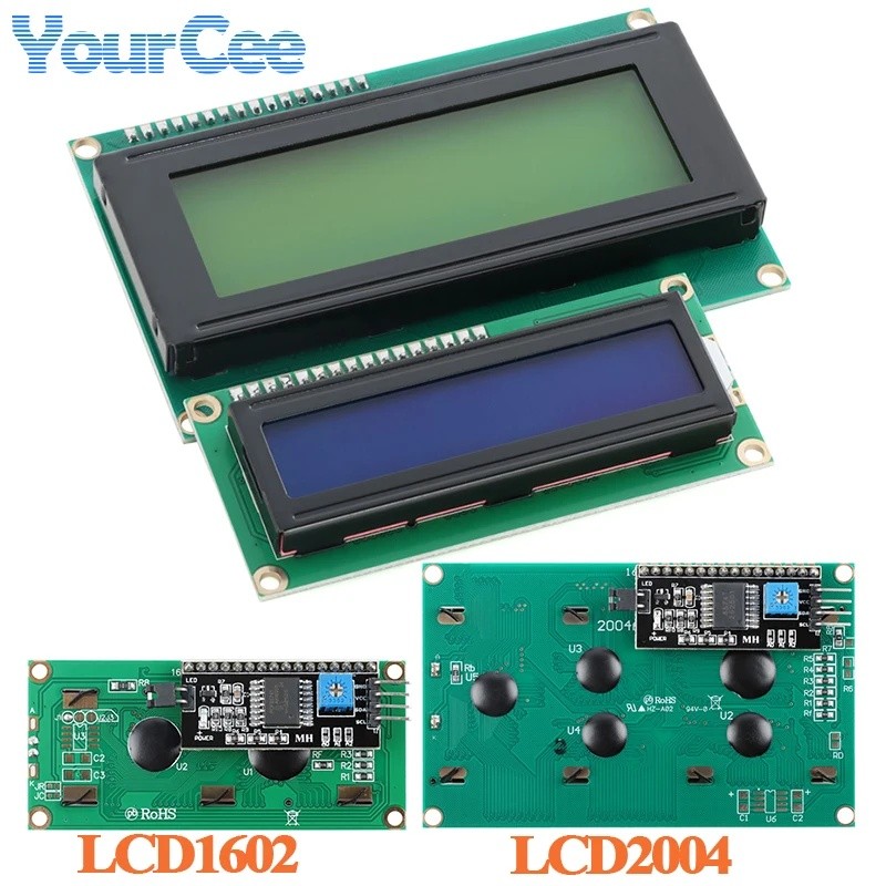 LCD1602 LCD2004 สีเหลือง-สีเขียว/สีฟ้าหน้าจอแสดงผลพร้อมอะแดปเตอร์บอร์ด I2C IIC LCD1602A LCD2004A โมด