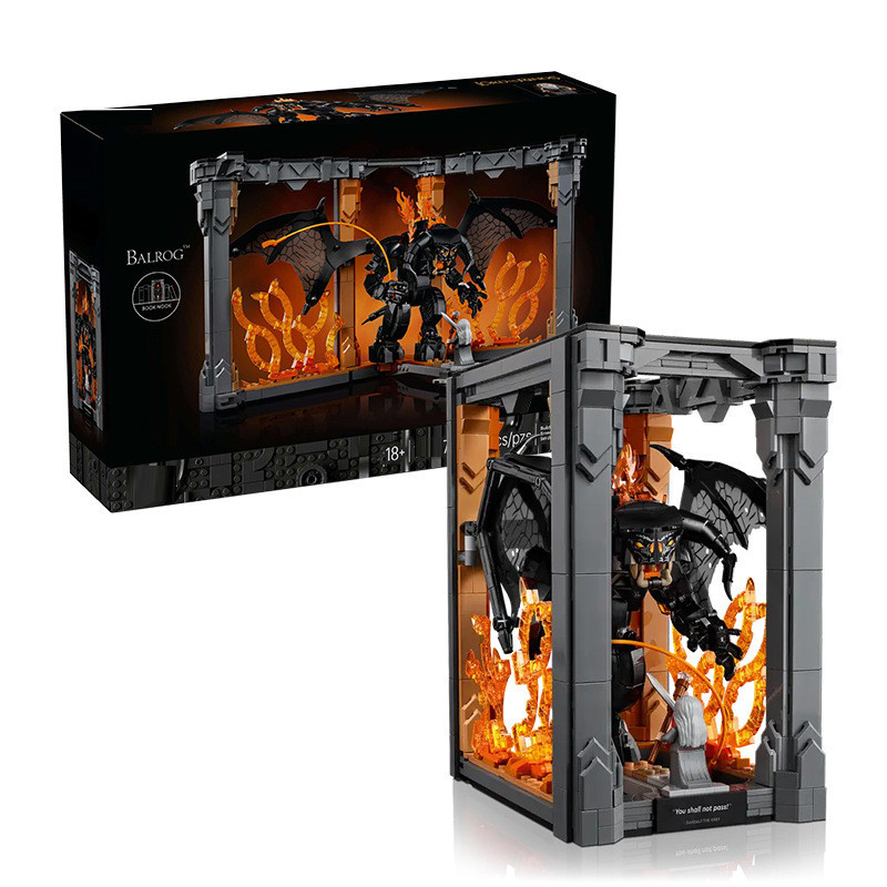 คุณภาพสูง 10367 Gandalf Battle Flaming Demon ชั้นวางหนังสือสามมิติประกอบของเล่นบล็อกตัวต่อ