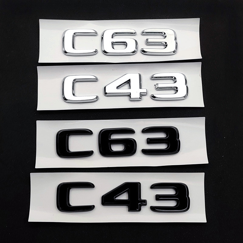 3d ABS Chrome สีดํา C43 โลโก้ C63 ตัวอักษรรถ Trunk ป้ายสัญลักษณ์สําหรับ C43 C63 C 43 63 สติกเกอร์อุป