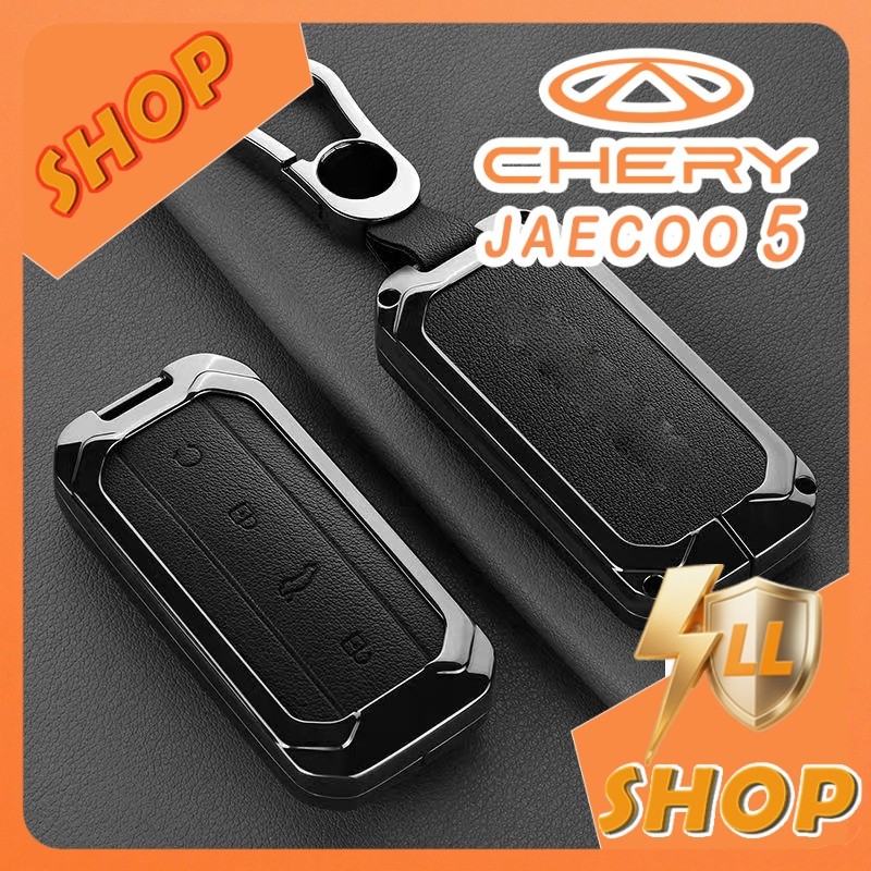 [READY]JAECOO 5 Leather Surface Key cover CHERY JAECOO5 J5 Metal Frame Key shell Metal keychain E5J3
