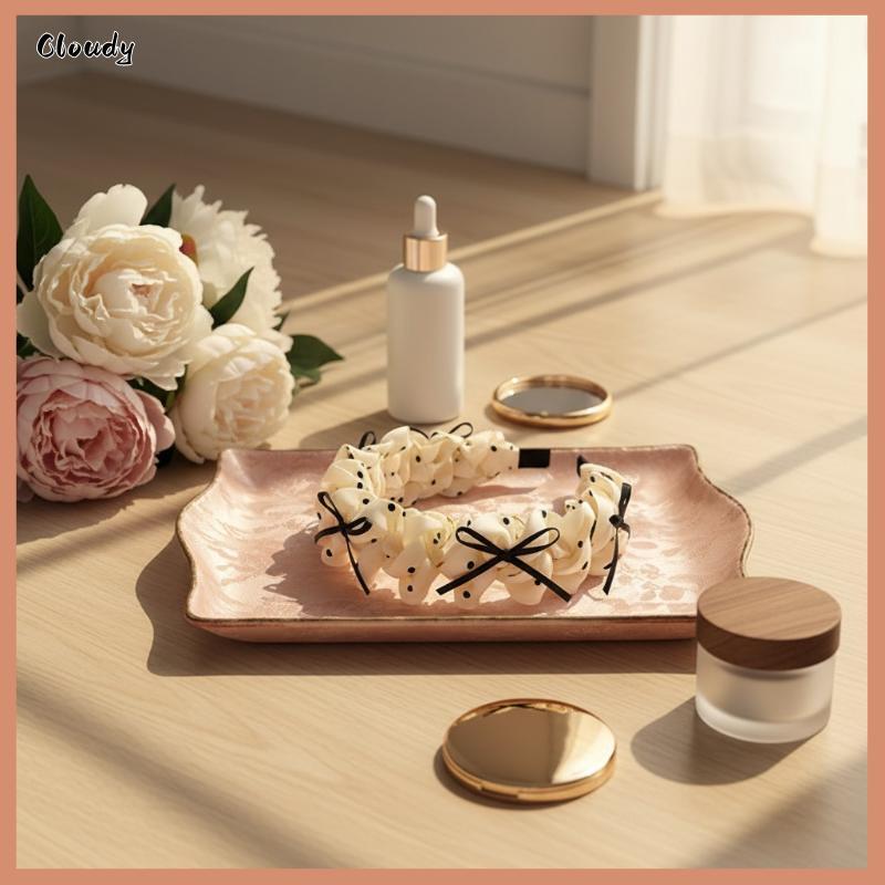 [Cloudy] Vintage Polka Dot Bow Women Hair Hoop High Cranial Top Princess Style Hairband Daily Makeup
