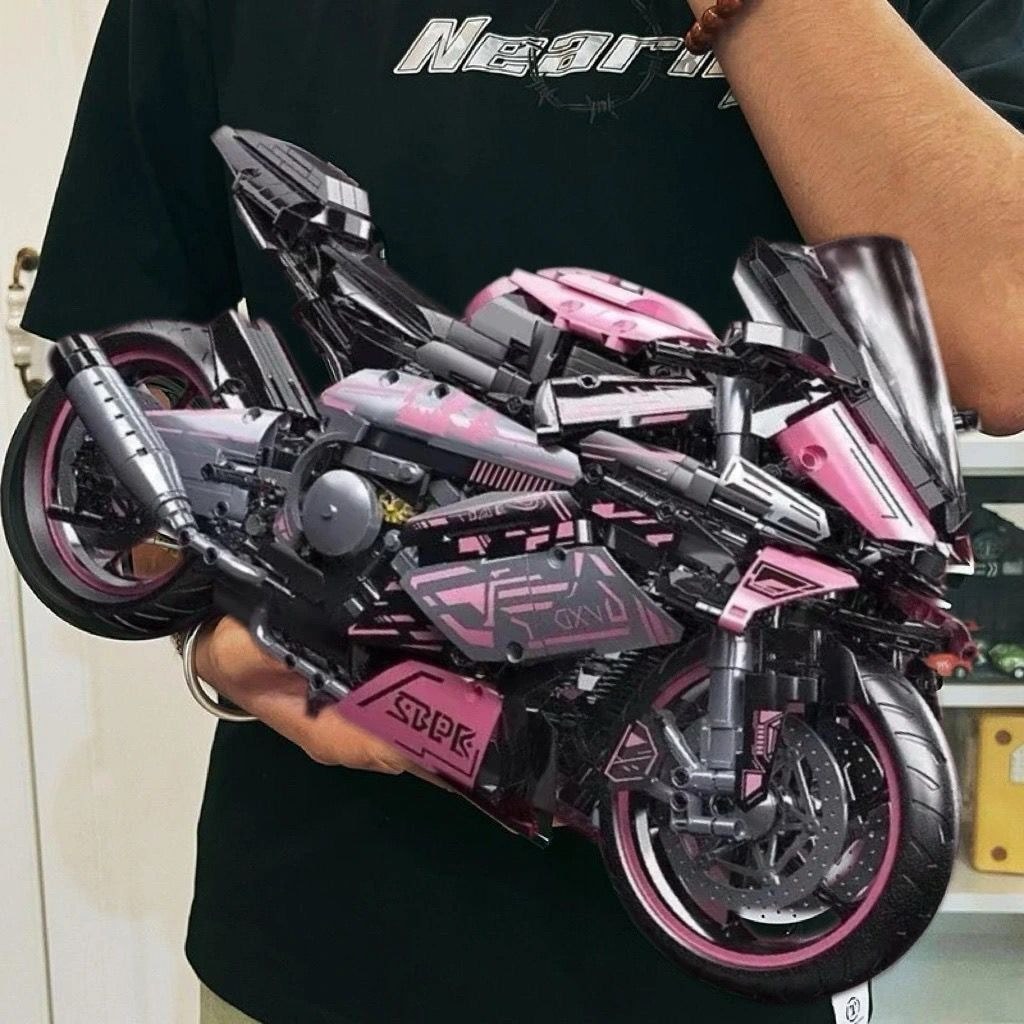 เข้ากันได้กับ Lego BMW M1,000RR การสะกดความยากสูงรถจักรยานยนต์#兼容乐高宝马M1000RR摩托车高难度拼