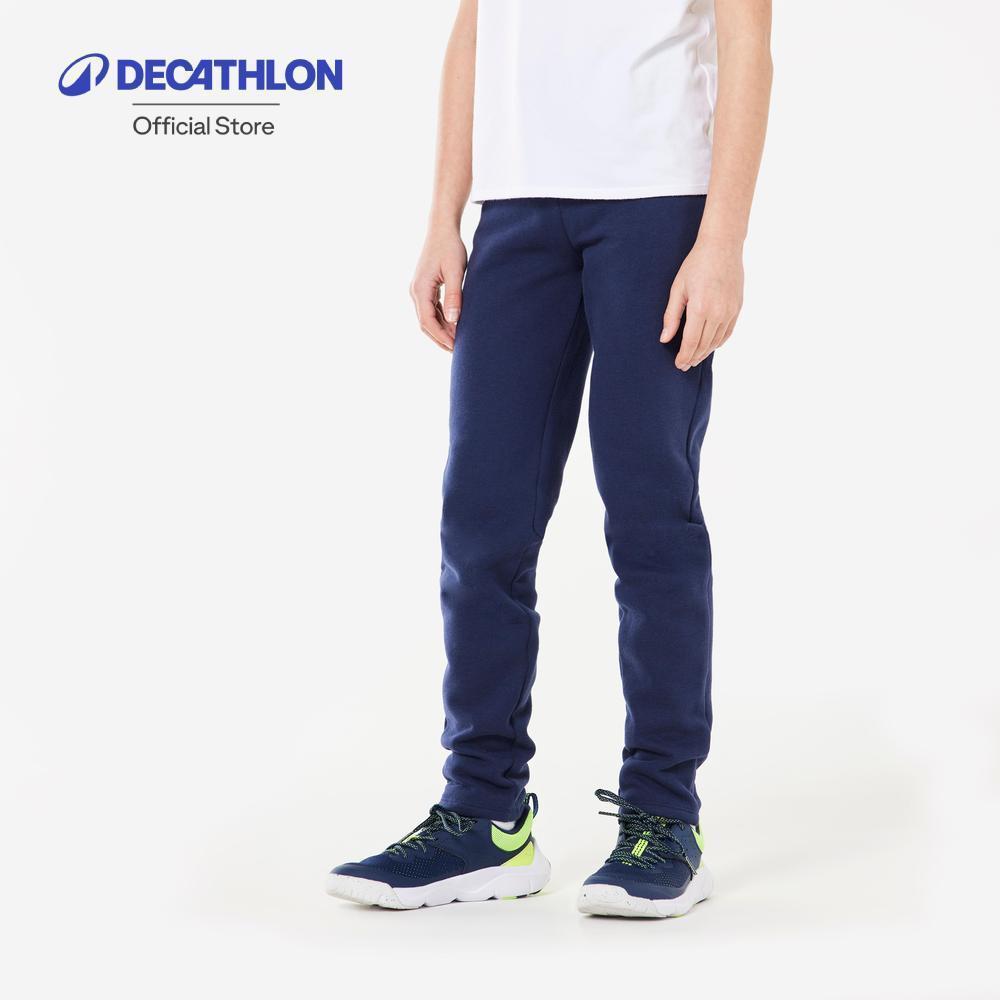 Decathlon Kids' Jogging Bottoms กางเกงจ็อกกิ้งผ้าเจอร์ซีย์บรัชผิวเพื่อความอบอุ่นสำหรับเด็ก